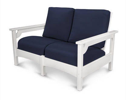 POLYWOOD® Club Loveseat in White / Navy
