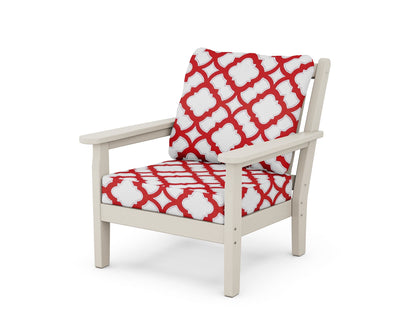 POLYWOOD® Chippendale Deep Seating Chair in Sand / Trellis Crimson