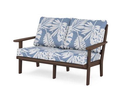 POLYWOOD® Mission Deep Seating Loveseat in Mahogany / Leaf Sky Blue