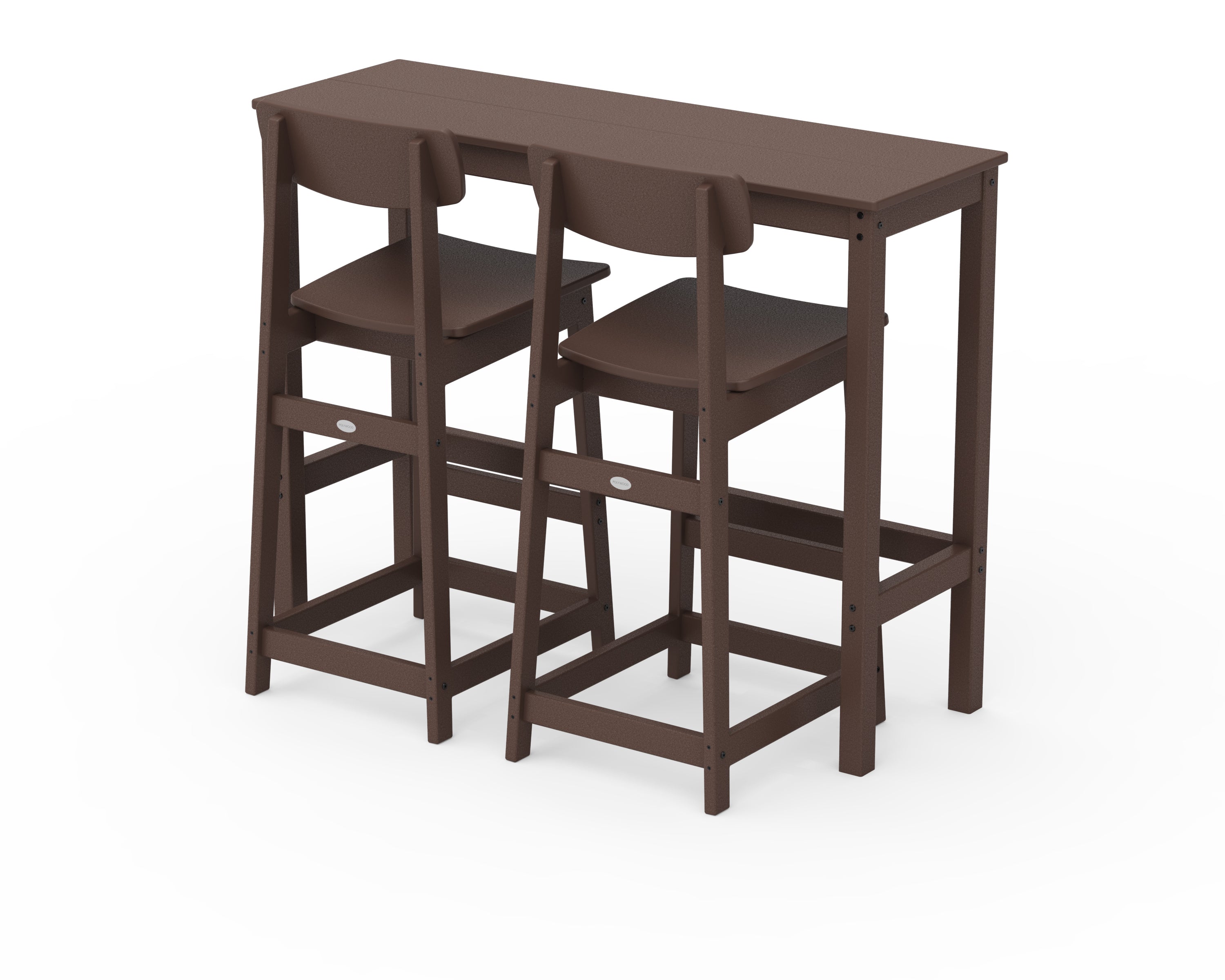 POLYWOOD® Modern Studio Urban Bar Chair 3-Piece Balcony Set in Mahogany