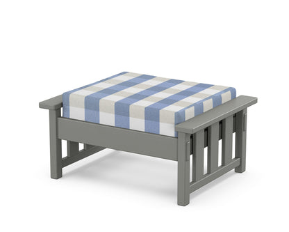 Martha Stewart by POLYWOOD® Acadia Deep Seating Ottoman in Slate Grey / Buffalo Plaid Sky Blue