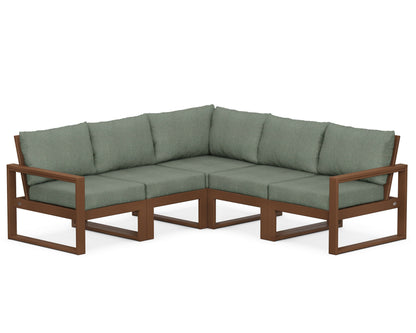 POLYWOOD® EDGE 5-Piece Modular Deep Seating Set in Teak / Cast Sage