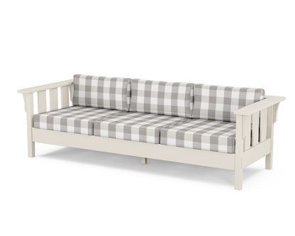 Martha Stewart by POLYWOOD® Acadia Deep Seating Sofa in Sand / Buffalo Plaid Grey Mist