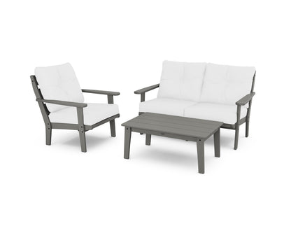 POLYWOOD® Lakeside 3-Piece Deep Seating Set in Slate Grey / Natural