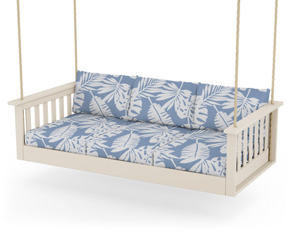 POLYWOOD® Vineyard Daybed Swing in Sand / Leaf Sky Blue