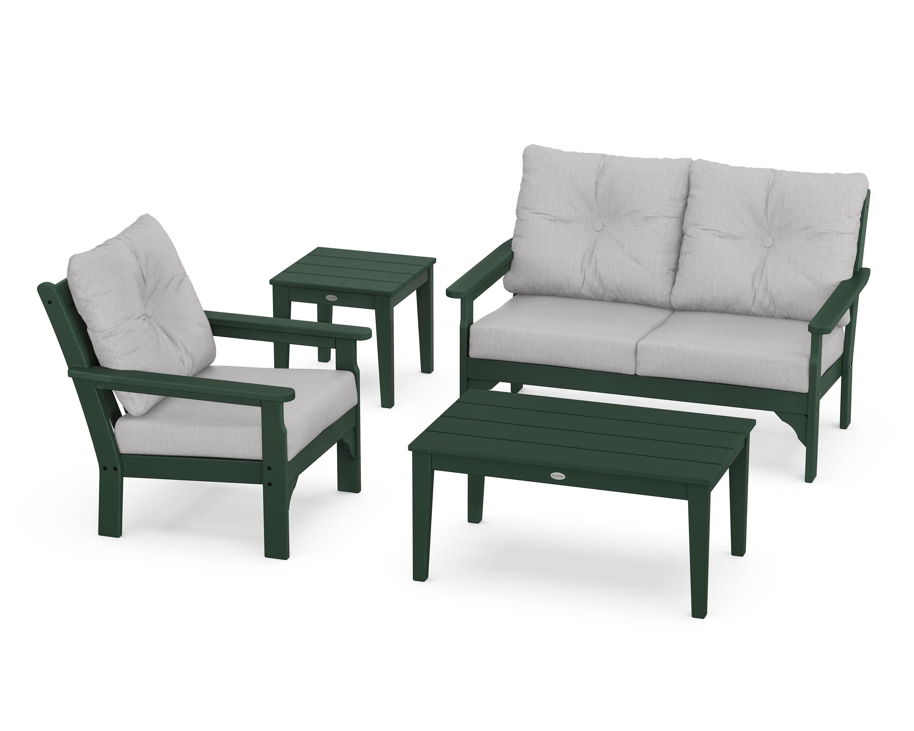 POLYWOOD® Vineyard 4-Piece Deep Seating Set in Green / Granite