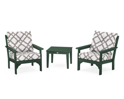 POLYWOOD® Vineyard 3-Piece Deep Seating Set in Green / Trellis Grey Mist