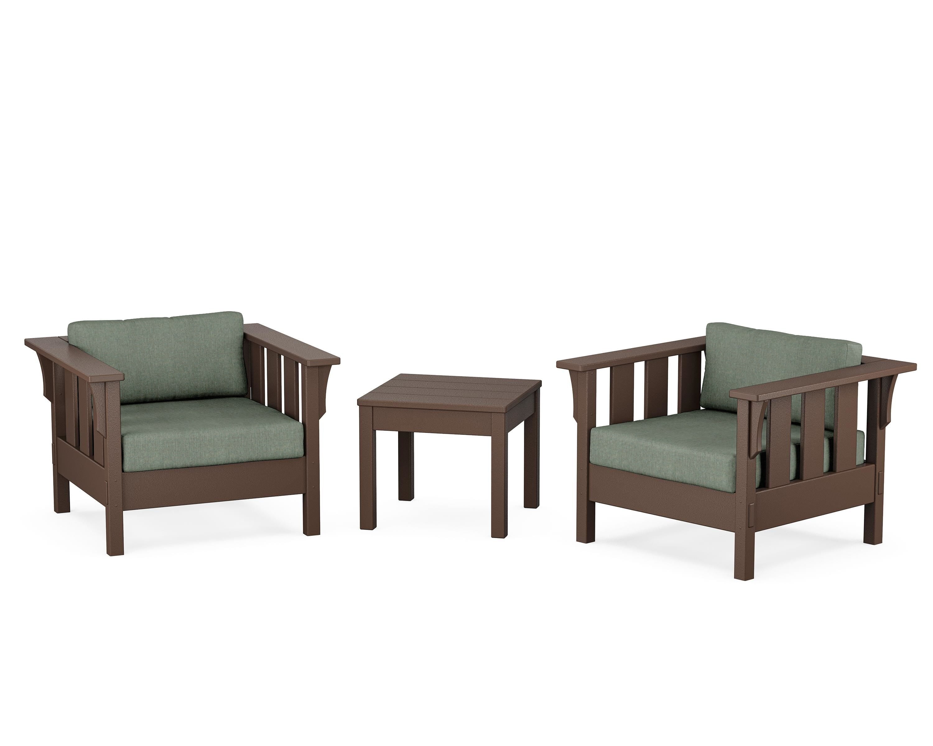 Martha Stewart by POLYWOOD® Acadia 3-Piece Deep Seating Set in Mahogany / Cast Sage