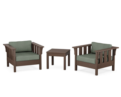 Martha Stewart by POLYWOOD® Acadia 3-Piece Deep Seating Set in Mahogany / Cast Sage