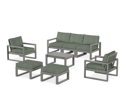 POLYWOOD® EDGE Sectional 8-Piece Lounge Sofa Set in Slate Grey / Cast Sage