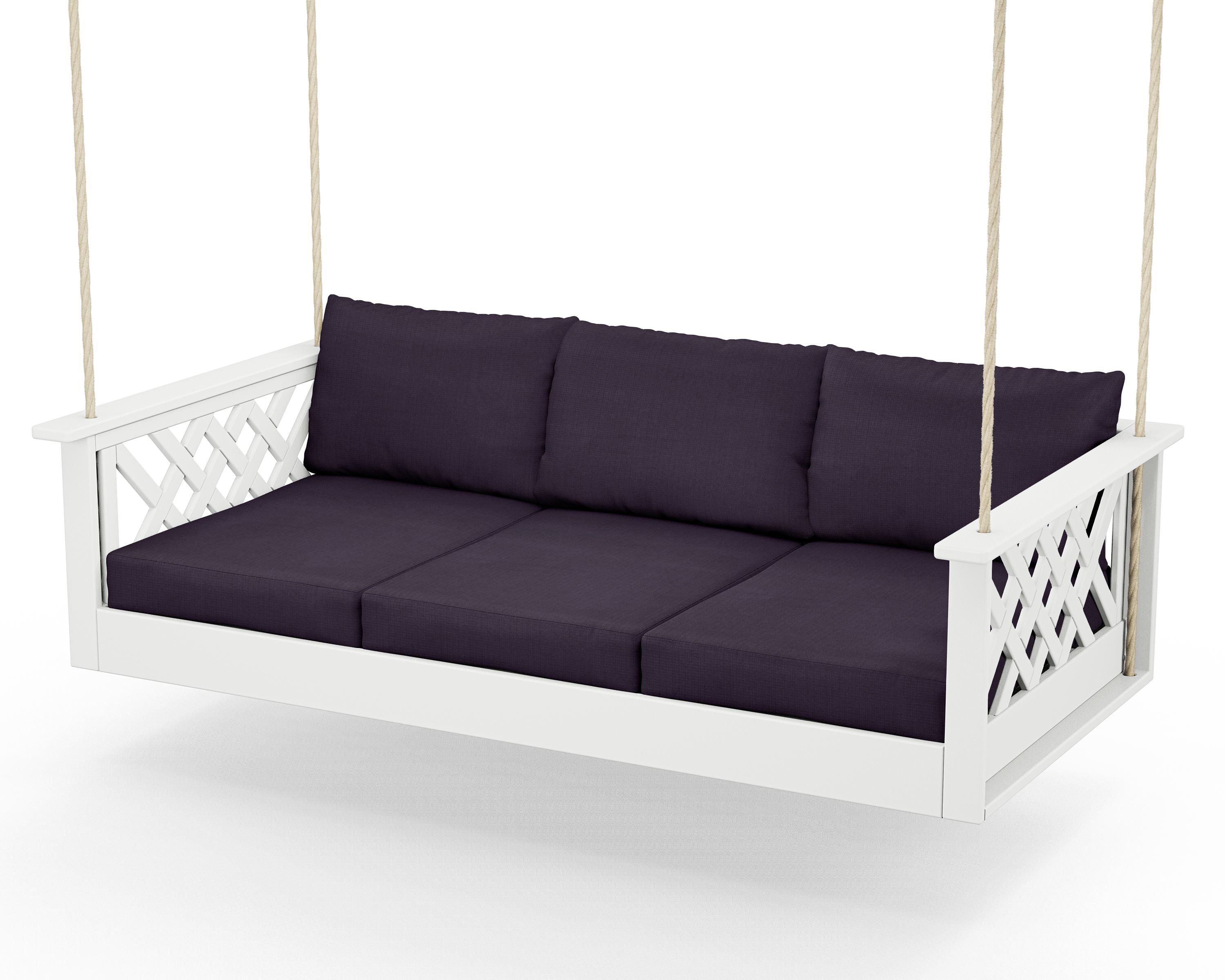 Country Living Wovendale Daybed Swing in White / Navy Linen