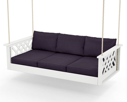 Country Living Wovendale Daybed Swing in White / Navy Linen