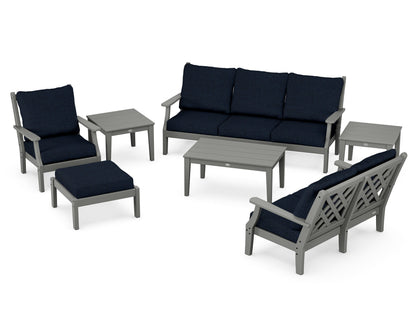 Country Living Wovendale 7-Piece Deep Seating Set in Slate Grey / Marine Indigo