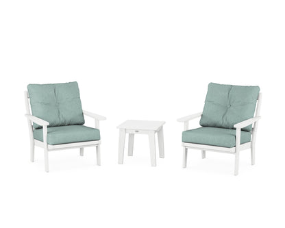 POLYWOOD® Mission 3-Piece Deep Seating Set in White / Glacier Spa