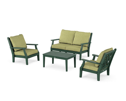 Country Living Wovendale 4-Piece Deep Seating Set with Loveseat in Green / Chartreuse Boucle