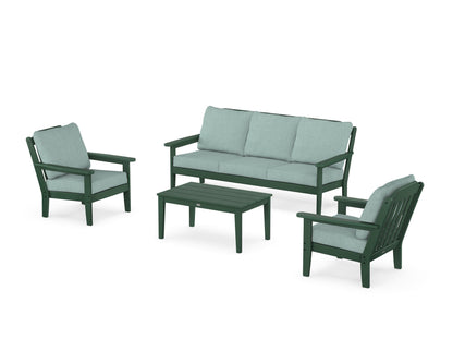 Country Living Cottage 4-Piece Deep Seating Set with Sofa in Green / Glacier Spa