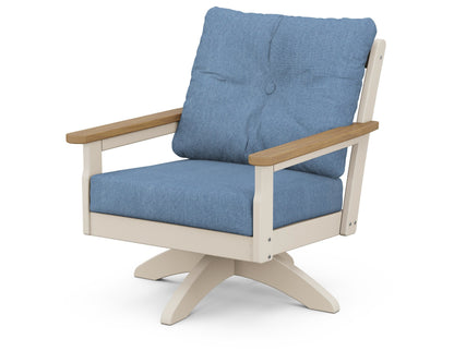 POLYWOOD® Vineyard Deep Seating Swivel Chair in Sand / Natural / Sky Blue