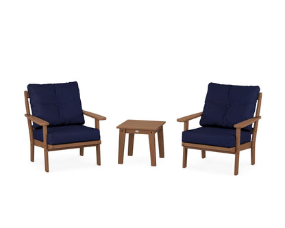 POLYWOOD® Mission 3-Piece Deep Seating Set in Teak / Navy