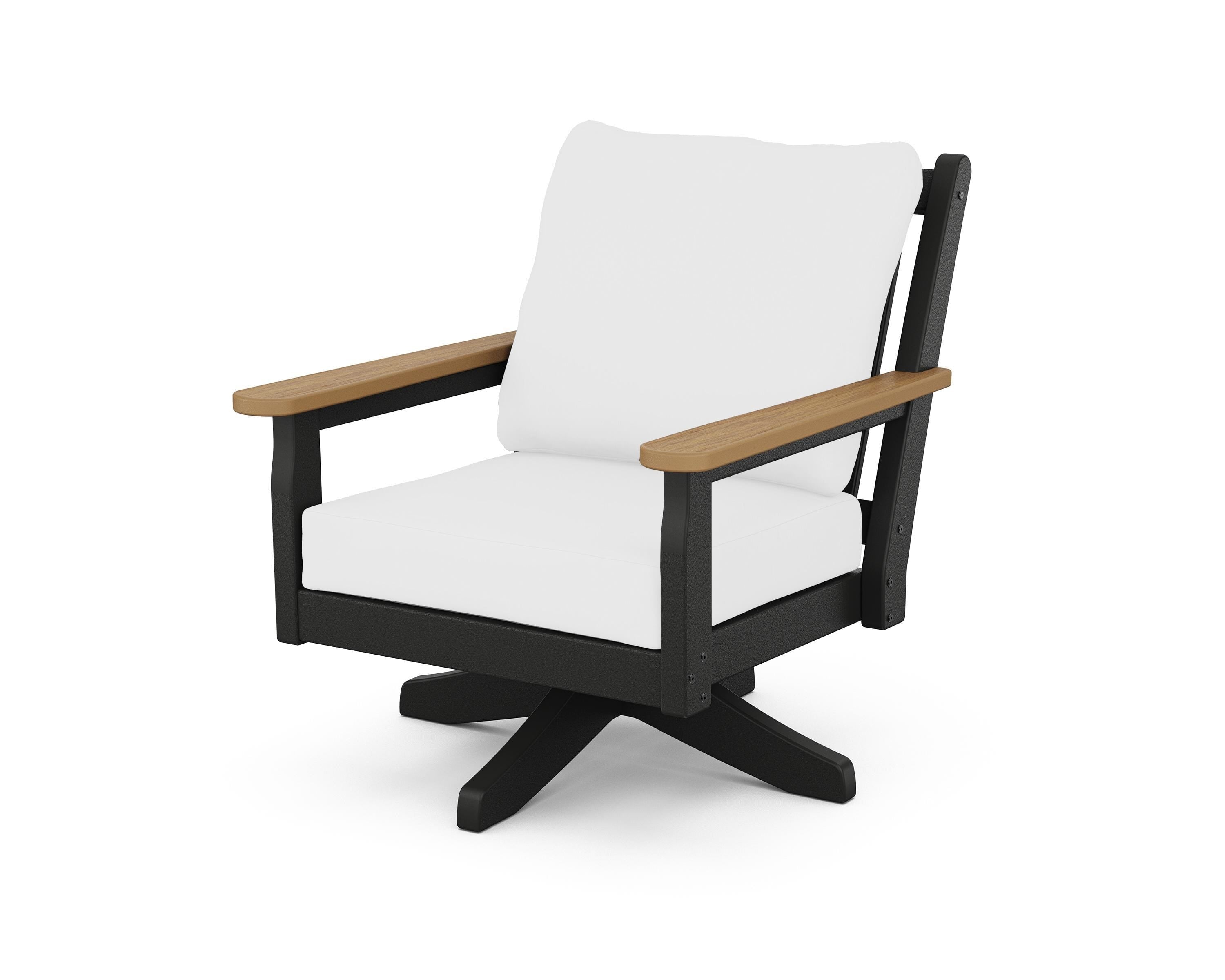 POLYWOOD® Chippendale Deep Seating Swivel Chair in Black / Natural / Natural
