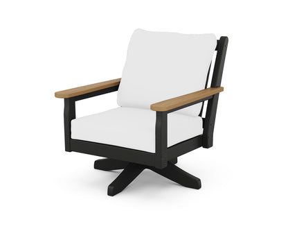 POLYWOOD® Chippendale Deep Seating Swivel Chair in Black / Natural / Natural