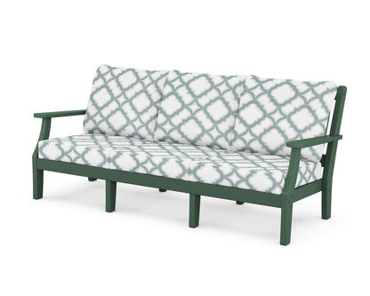 Martha Stewart by POLYWOOD® Chinoiserie Deep Seating Sofa in Green / Trellis Glacier Spa