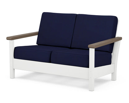 POLYWOOD® Harbour Deep Seating Loveseat in White / Kona / Navy