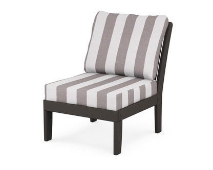 POLYWOOD® Braxton Modular Armless Chair in Vintage Coffee / Cabana Stripe Grey Mist