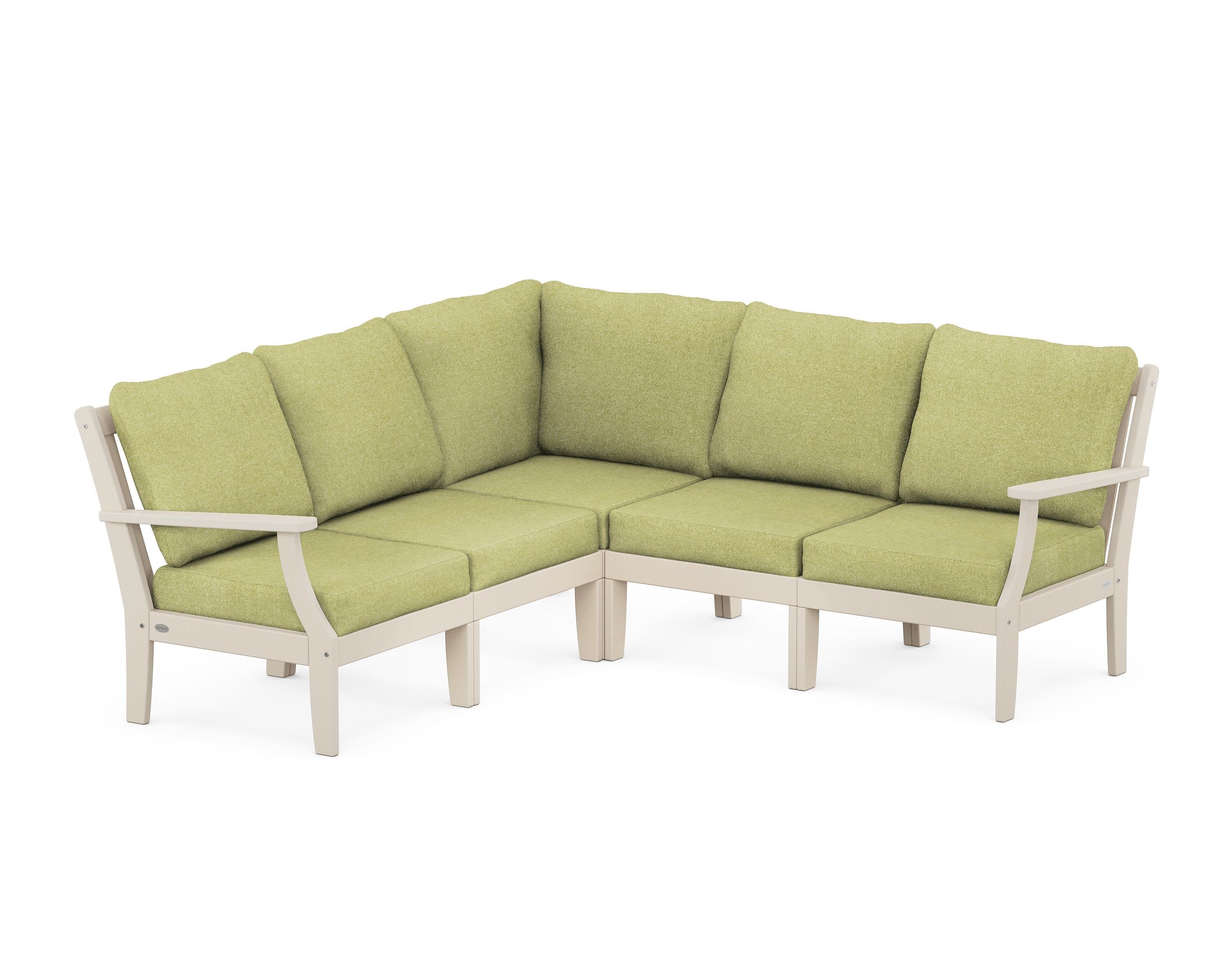 POLYWOOD® Braxton Modular 5-Piece Deep Seating Set in Sand / Chartreuse Boucle