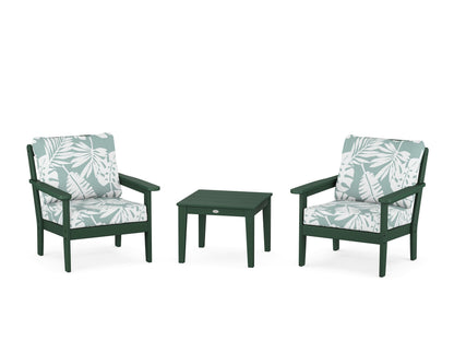 Country Living Cottage 3-Piece Deep Seating Set in Green / Leaf Glacier Spa
