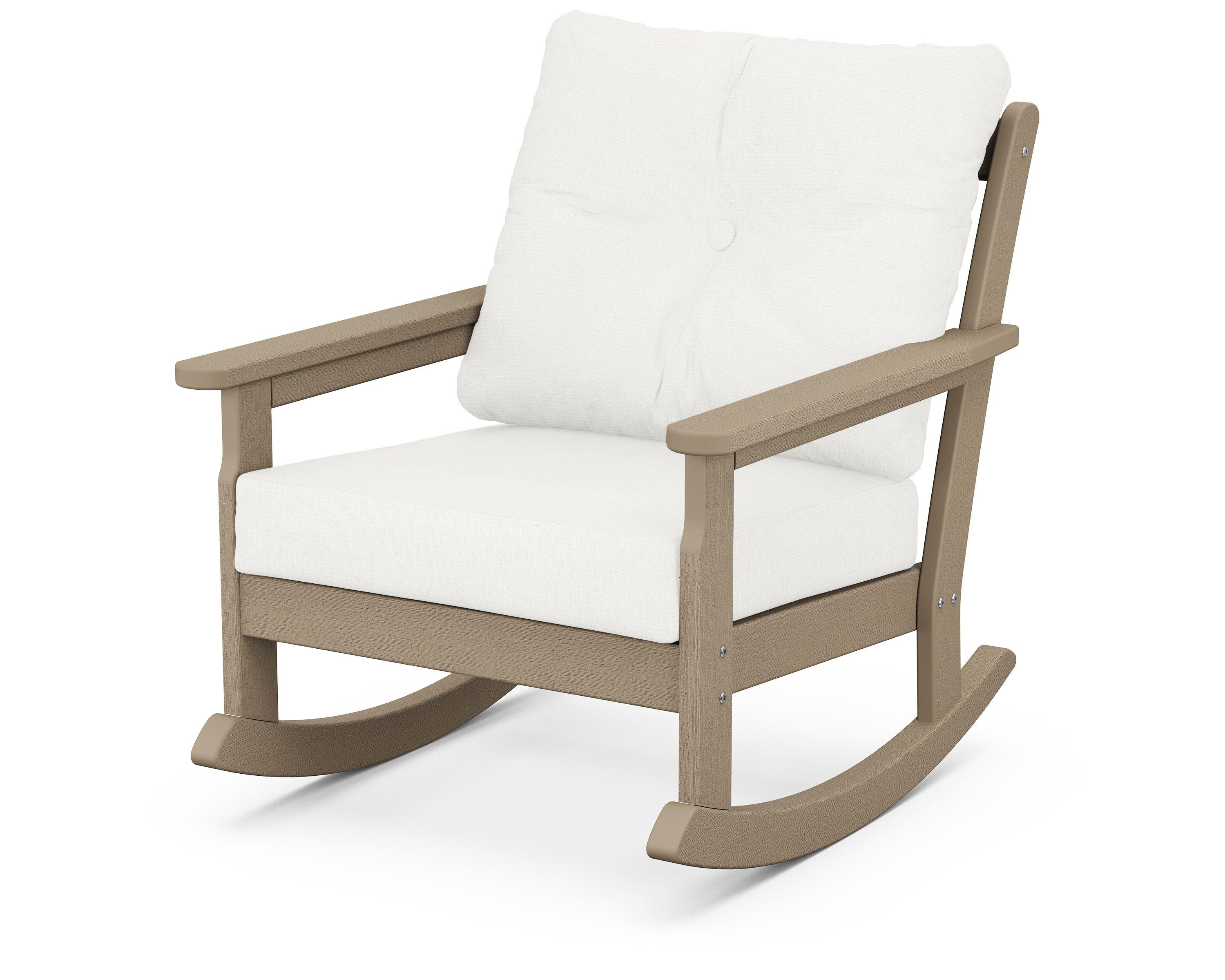 POLYWOOD® Vineyard Deep Seating Rocking Chair in Vintage Sahara / Natural Linen