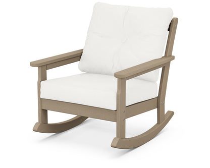 POLYWOOD® Vineyard Deep Seating Rocking Chair in Vintage Sahara / Natural Linen