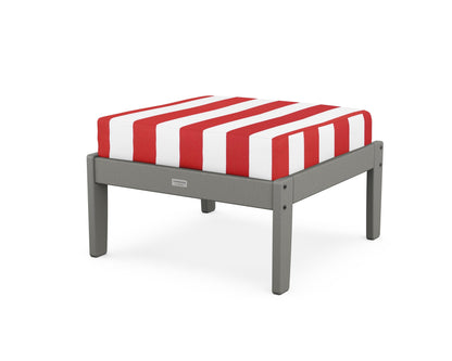 Country Living Cottage Deep Seating Ottoman in Slate Grey / Cabana Stripe Crimson