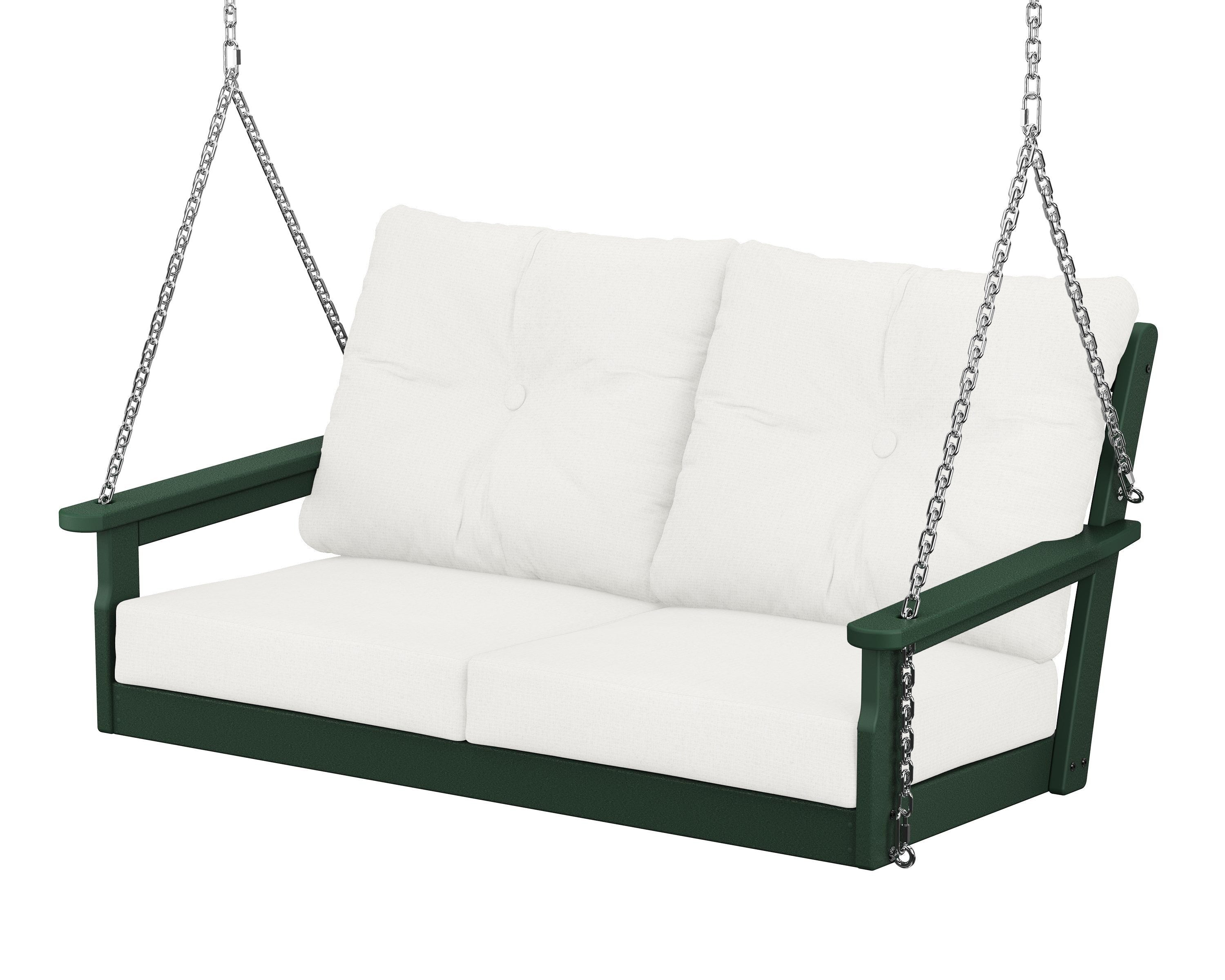 POLYWOOD® Vineyard Deep Seating Swing in Green / Natural Linen