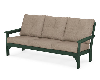 POLYWOOD® Vineyard Deep Seating Sofa in Green / Spiced Burlap