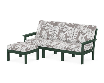 POLYWOOD® Vineyard 4-Piece Sectional with Ottoman in Green / Leaf Grey Mist