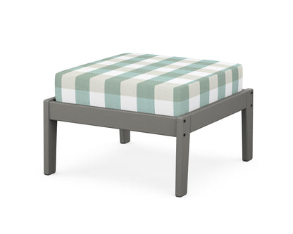 Unbranded Deep Seating Ottoman in Slate Grey / Buffalo Plaid Glacier Spa