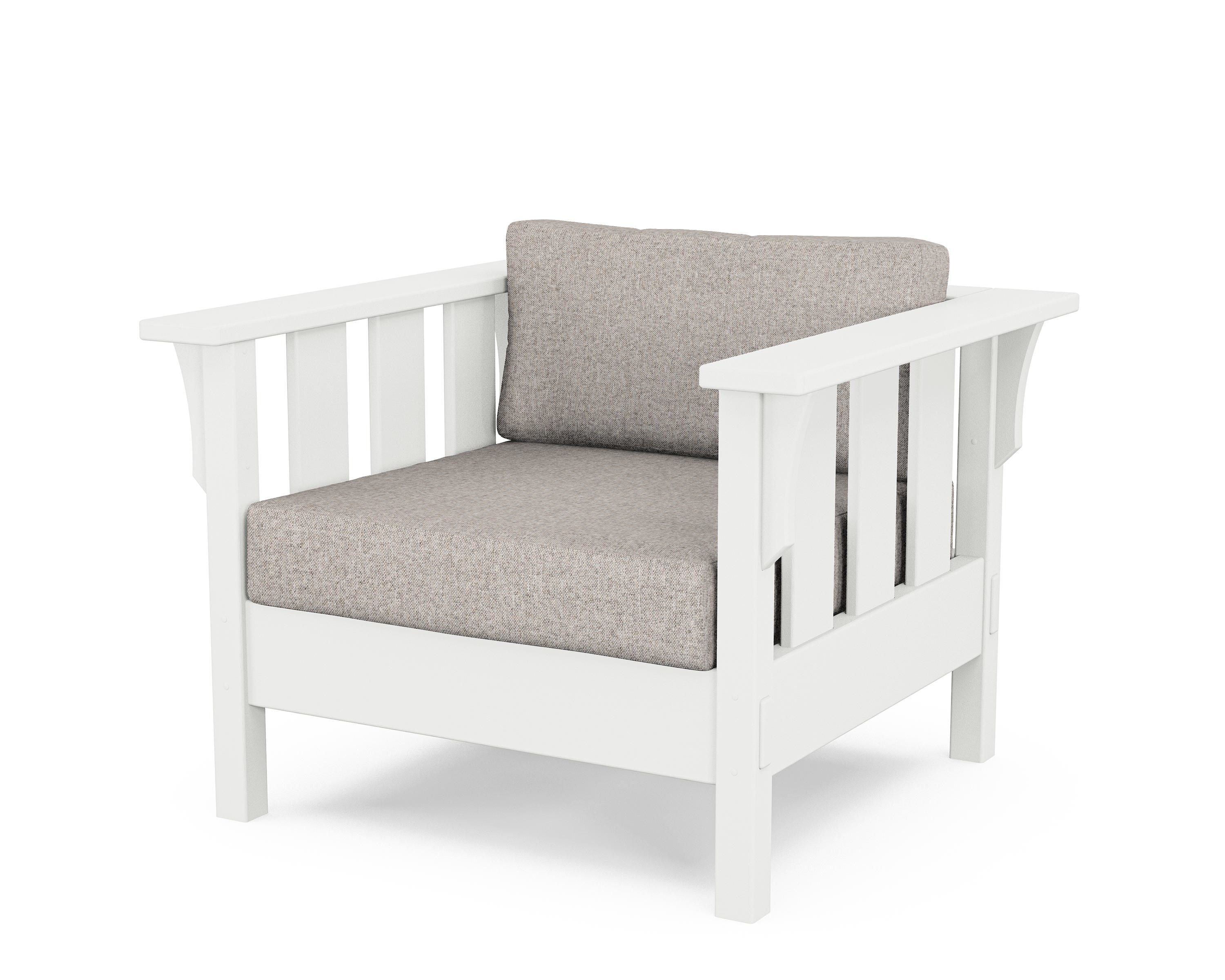 Martha Stewart by POLYWOOD® Acadia Deep Seating Chair in White / Weathered Tweed