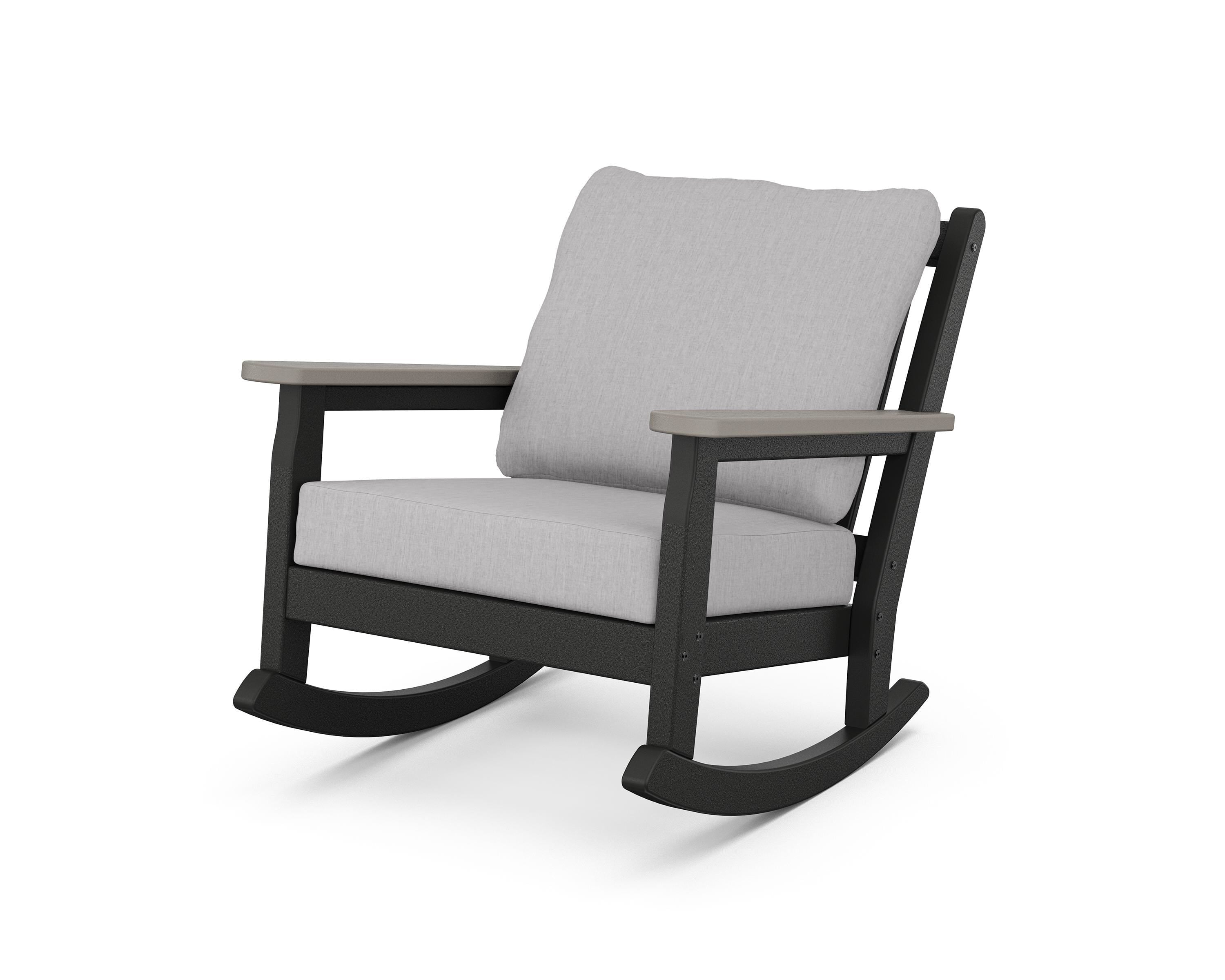 POLYWOOD® Chippendale Deep Seating Rocking Chair in Black / Driftwood / Granite