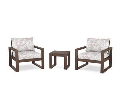 POLYWOOD® EDGE Sectional 3-Piece Deep Seating Set in Mahogany / Leaf Dune Burlap
