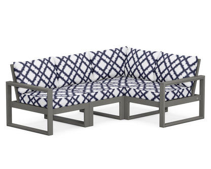 POLYWOOD® EDGE 4-Piece Modular Deep Seating Set in Slate Grey / Trellis Navy