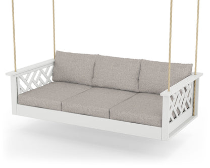 POLYWOOD® Chippendale Daybed Swing in White / Weathered Tweed