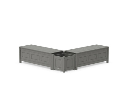 Country Living 48" Country Living L- Shaped Planter Storage Bench Set in Slate Grey