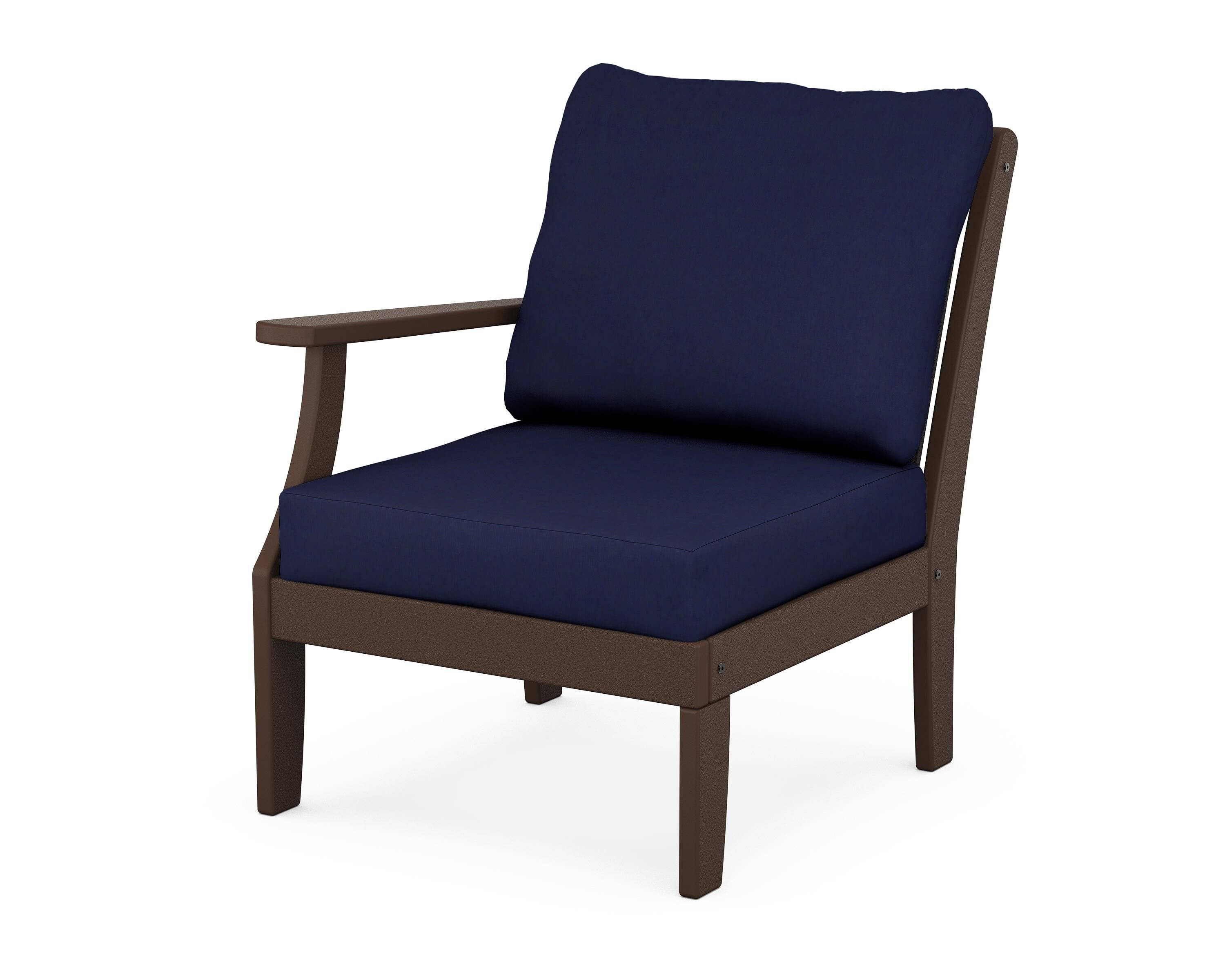 POLYWOOD® Braxton Modular Left Arm Chair in Mahogany / Navy