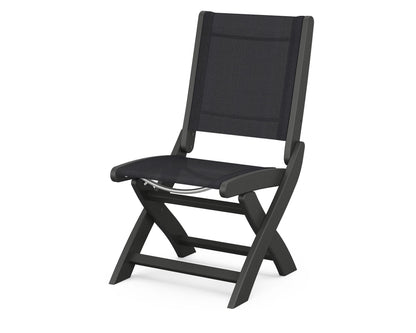 POLYWOOD® Coastal Folding Side Chair in Black / Black Sling