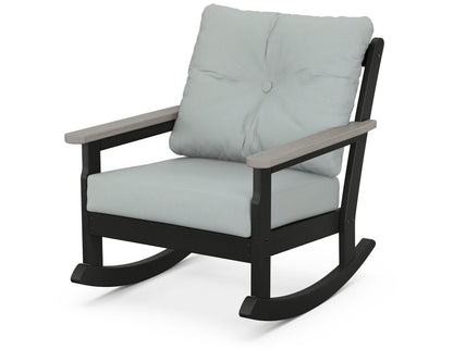 POLYWOOD® Vineyard Deep Seating Rocking Chair in Black / Driftwood / Spa