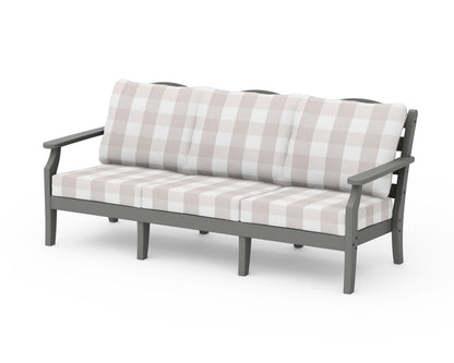 Draper James™ by  POLYWOOD® Savannah Deep Seating Sofa in Slate Grey / Buffalo Plaid Dune Burlap