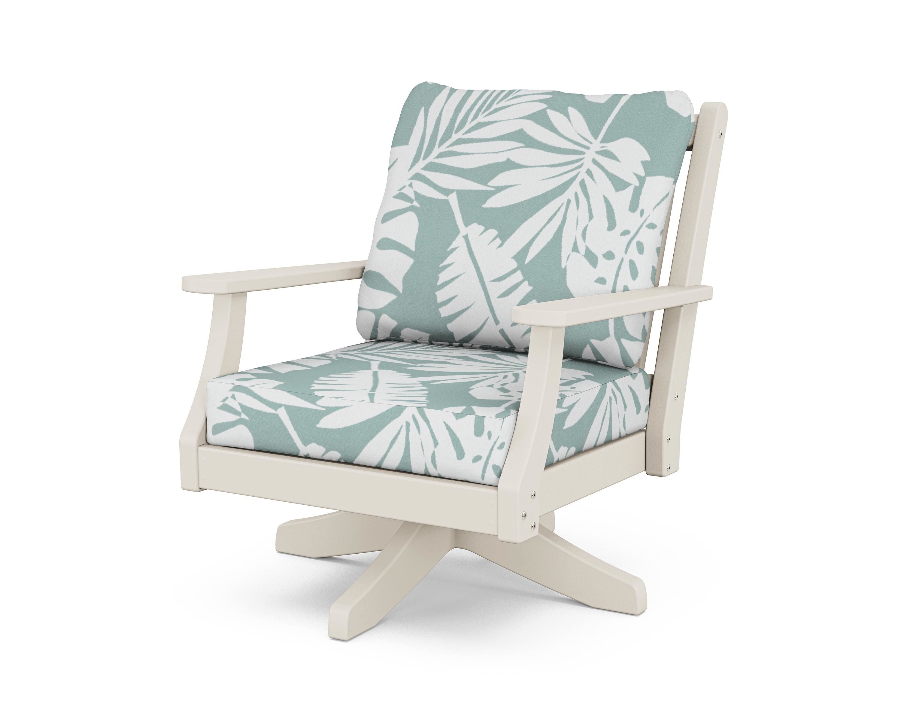 Country Living Wovendale Deep Seating Swivel Chair in Sand / Leaf Glacier Spa