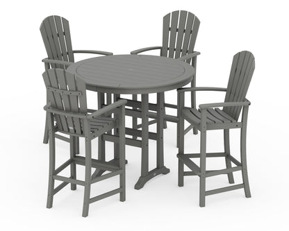 POLYWOOD® Palm Coast 5-Piece Round Bar Set in Slate Grey