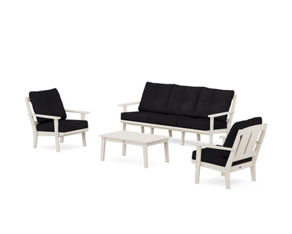 POLYWOOD® Mission 4-Piece Deep Seating Set with Sofa in Sand / Midnight Linen