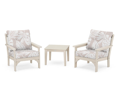POLYWOOD® Vineyard 3-Piece Deep Seating Set in Sand / Leaf Dune Burlap